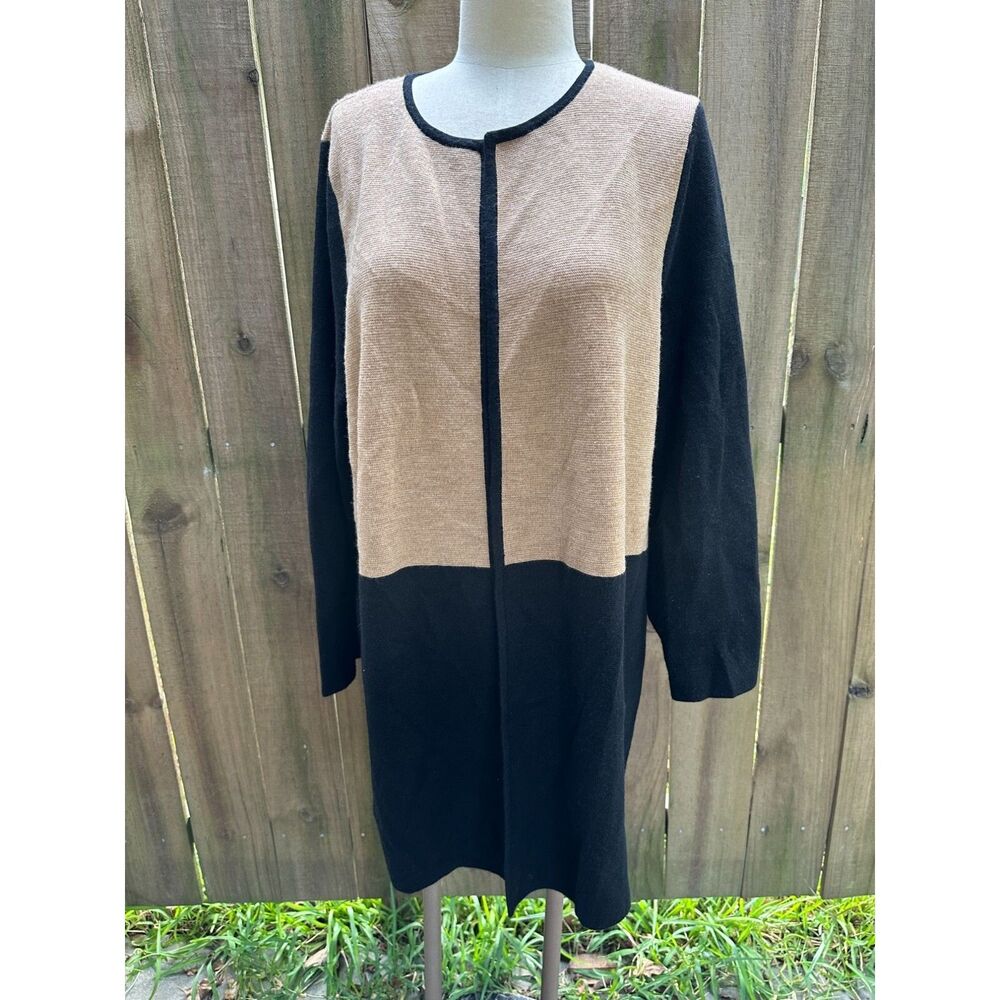 TALBOTS PLUS CARDIGAN Sweater JACKET Colorblock Merino Blend 2x